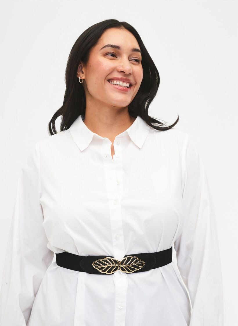 Ceinture élastique à boucle dorée, Black, Model image number 0