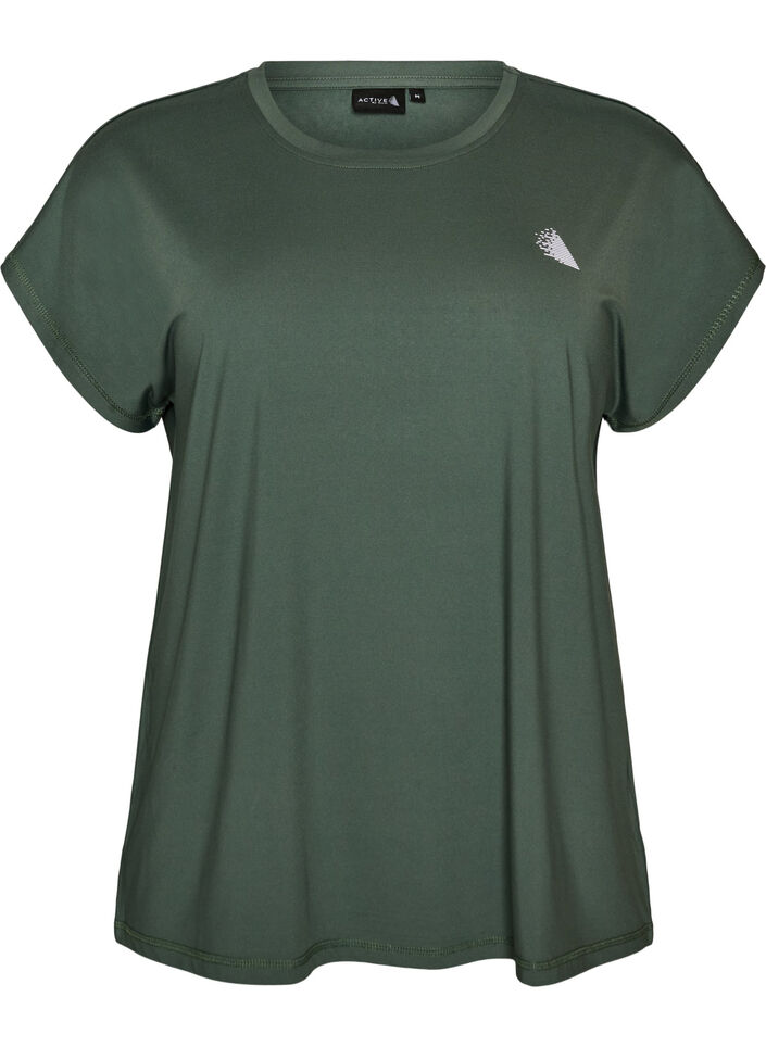 T-shirt de sport couleur unie, Vert, Packshot image number 0