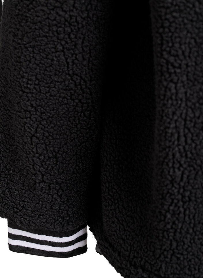 Veste teddy avec d&eacute;tails ray&eacute;s, Noir, Packshot image number 3