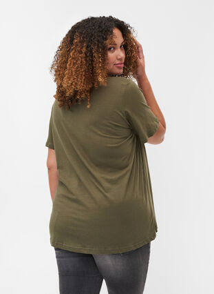 T-shirt en coton à manches courtes avec imprimé, Ivy Green/Unique, Model image number 1
