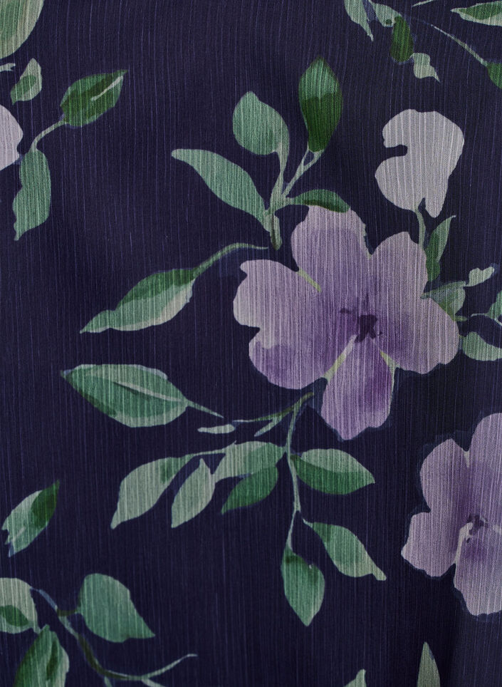 Chemisier en mousseline avec imprim&eacute; floral et manches longues, Bleu, Packshot image number 2