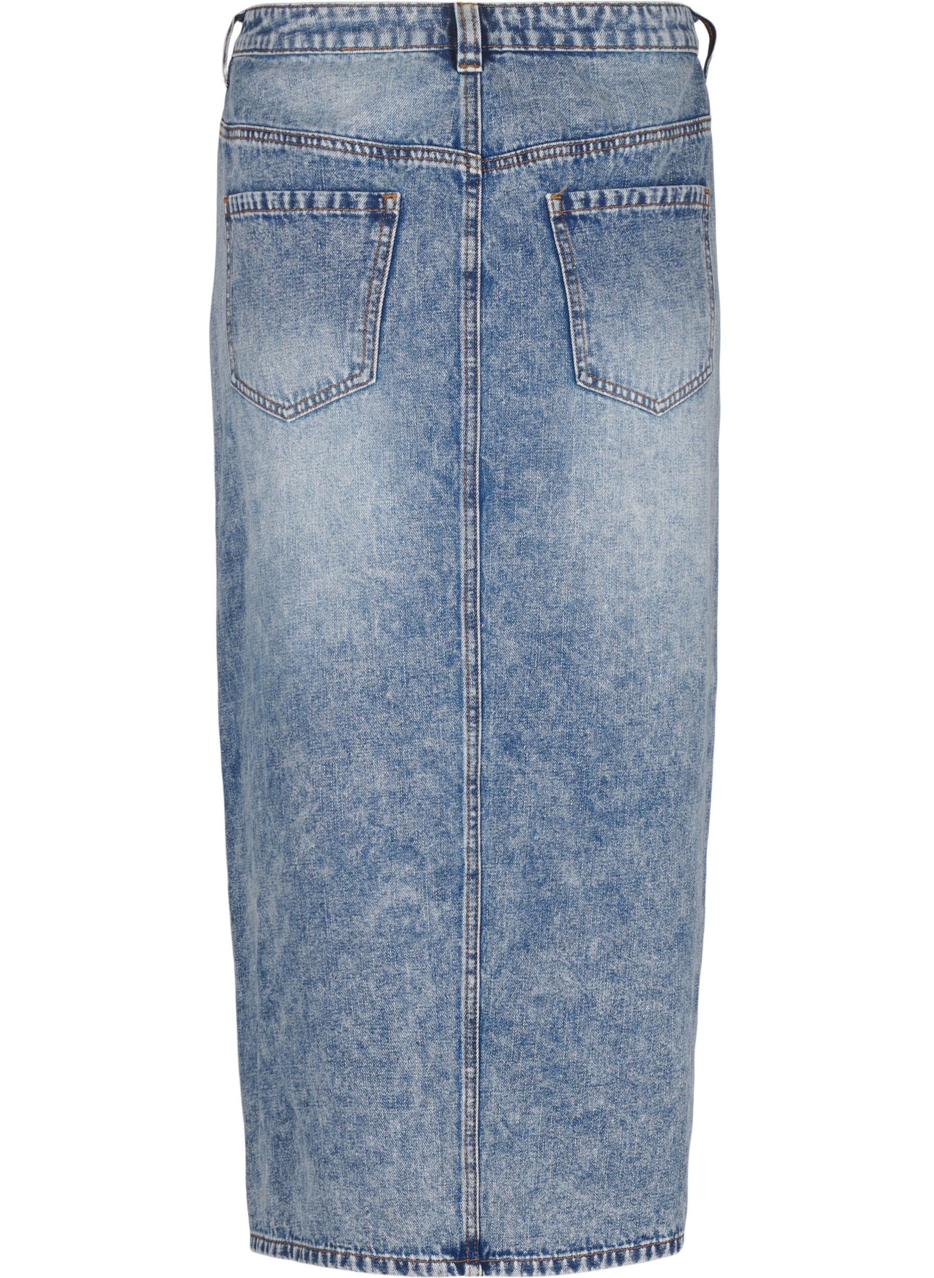 Zizzi Jupe maxi en denim avec fente avant, Bleu Clair, Packshot image number 1