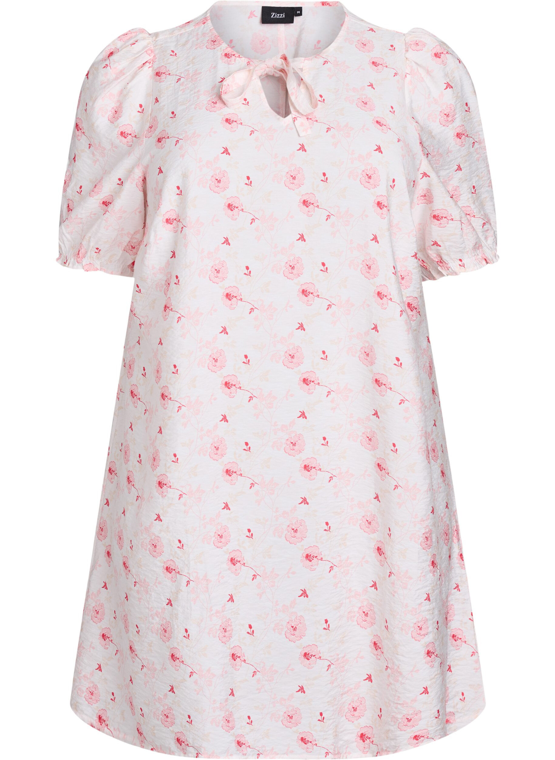 Zizzi Robe courte &agrave; coupe &eacute;vas&eacute;e avec imprim&eacute; floral, Rose, Packshot image number 0
