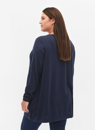 Blouse tricotée en mélange coton-viscose, Dress Blues, Model image number 1