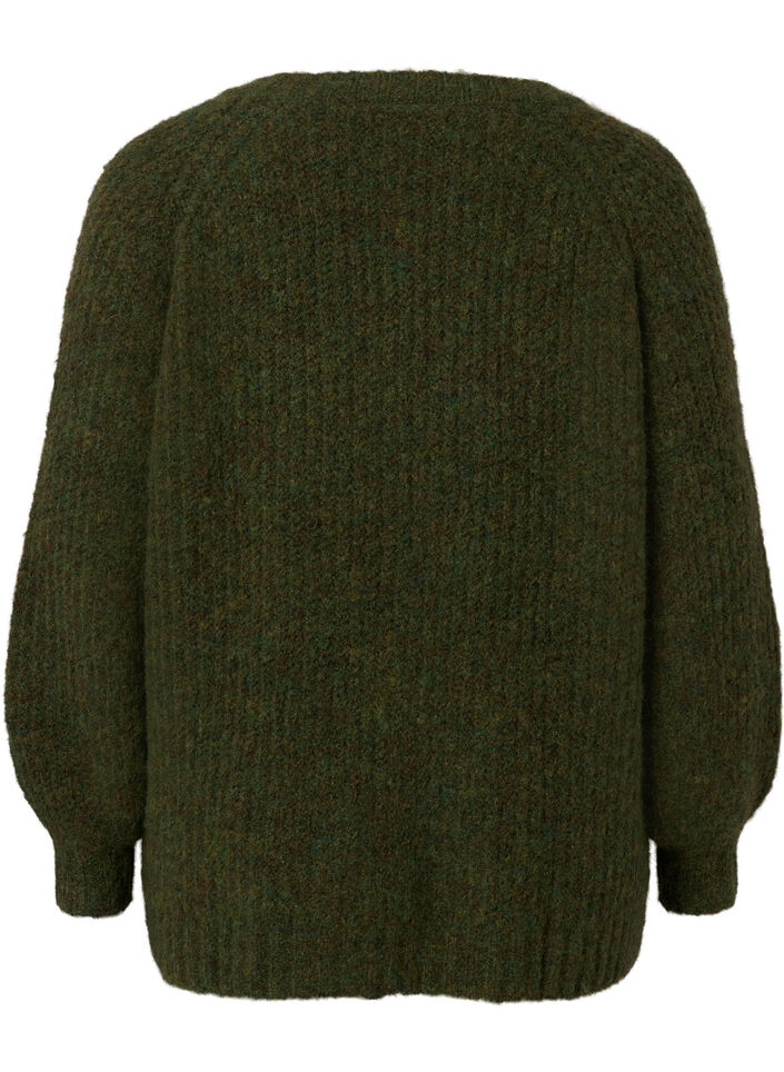 Pull en tricot avec de la laine et des manches raglan, Winter Moss, Packshot image number 1