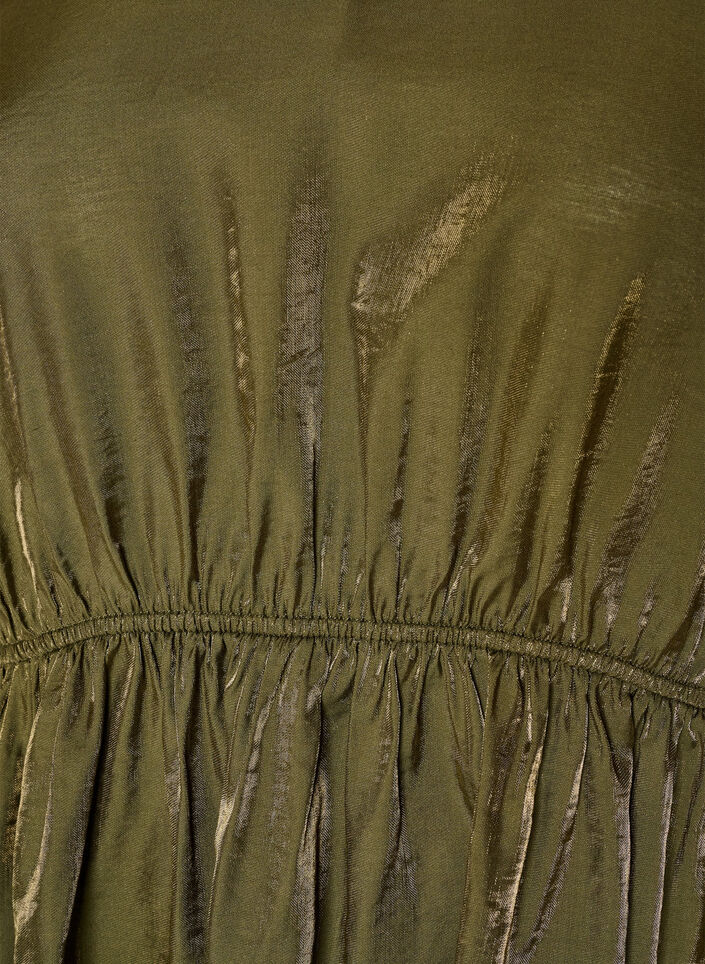 Blouse brillante en viscose &agrave; effet p&eacute;plum, Vert Kaki, Packshot image number 2