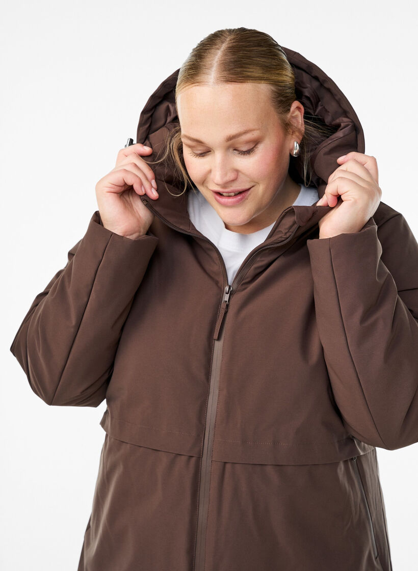 Veste d'hiver avec taille ajustable, Marron, Model image number 2