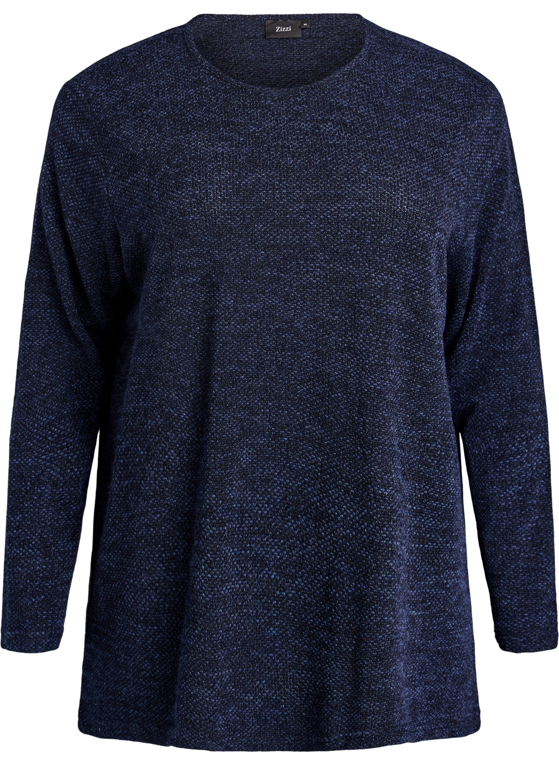 ZizziBlouse &agrave; manches longues avec texture, Bleu, Packshot image number 0