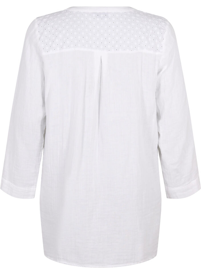 Tunique en coton avec broderie anglaise, Bright White, Packshot image number 1