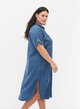 Robes à manches courtes en lyocell (TENCEL™), Medium Blue Denim, Model image number 2