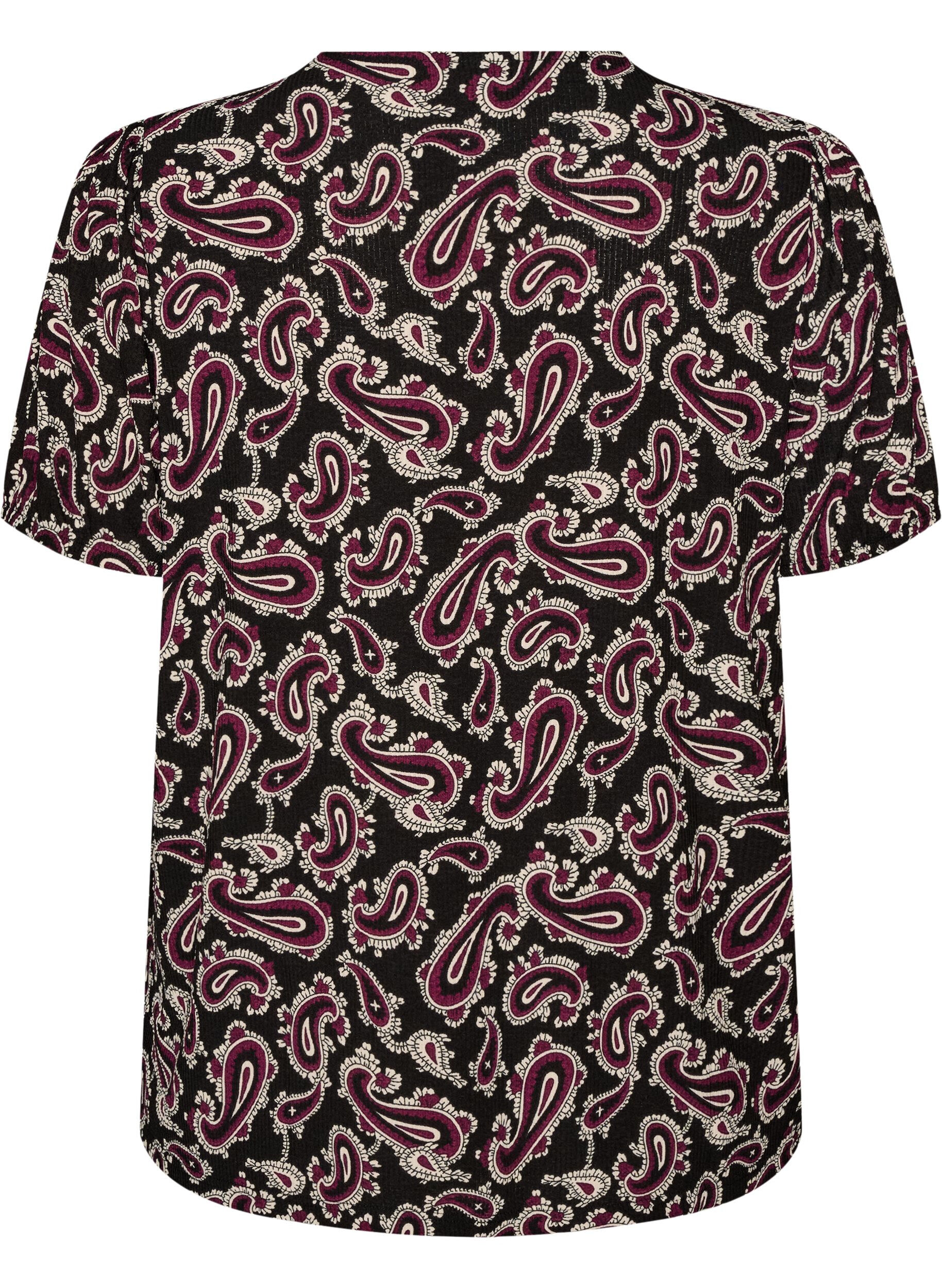 ZizziBlouse imprim&eacute; cachemire &agrave; manches longues, Bordeaux fonc&eacute;, Packshot image number 1