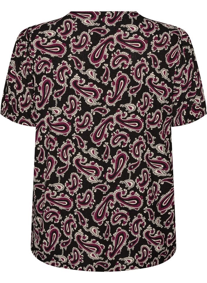 Blouse imprim&eacute; cachemire &agrave; manches longues, Bordeaux fonc&eacute;, Packshot image number 1