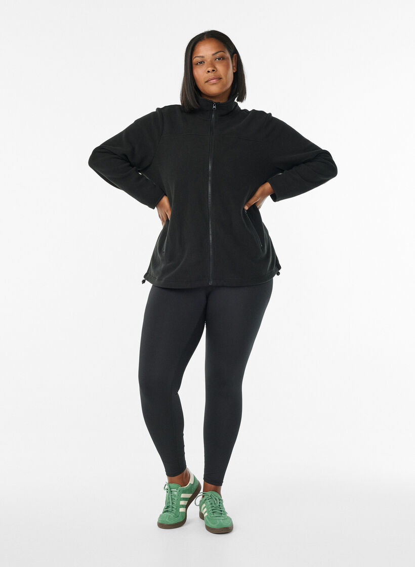 Veste en polaire avec poches, Noir, Model image number 1