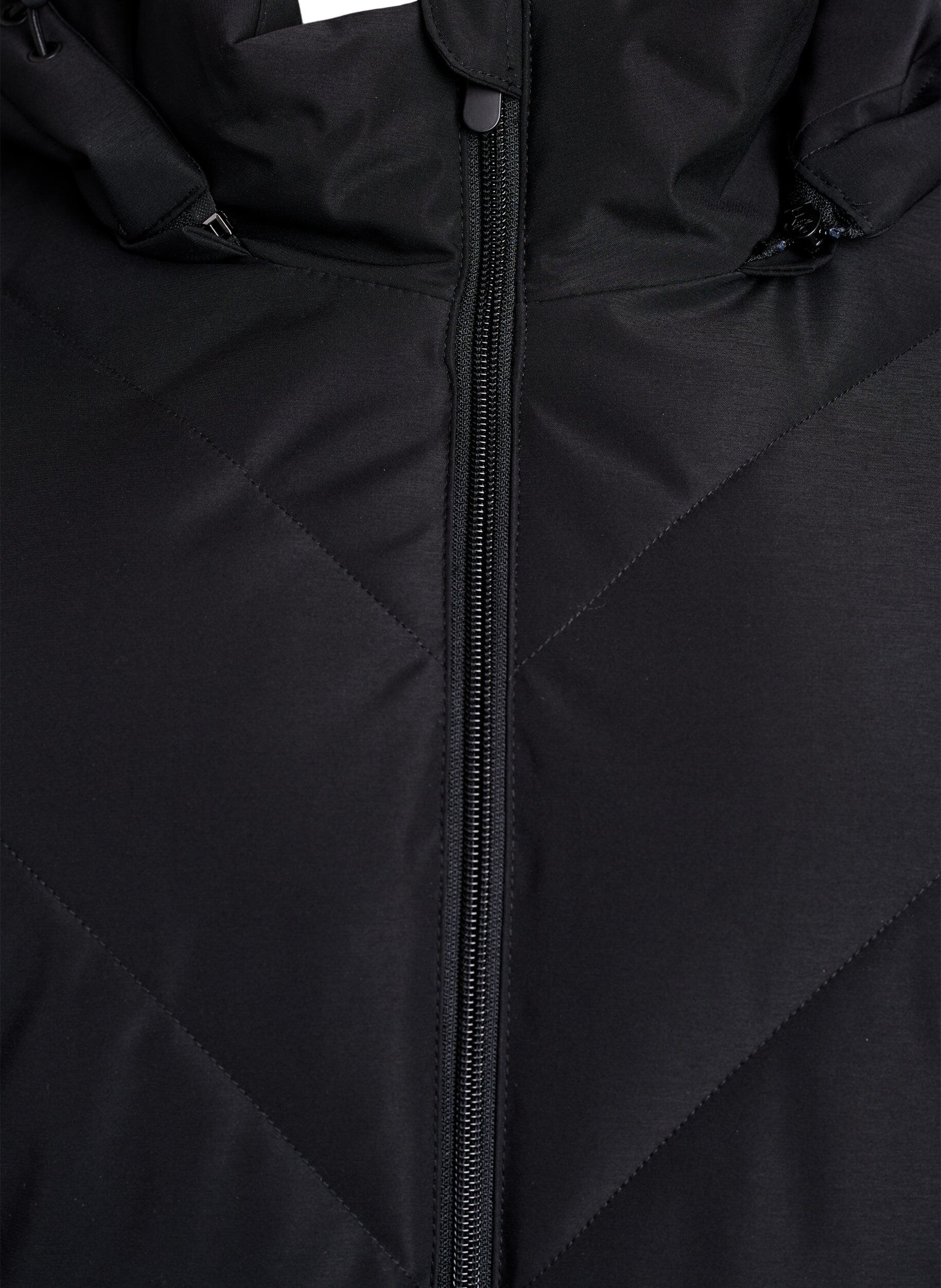 ZizziLong manteau d'hiver &agrave; fermeture &agrave; attaches et col en fausse fourrure, Noir, Packshot image number 2