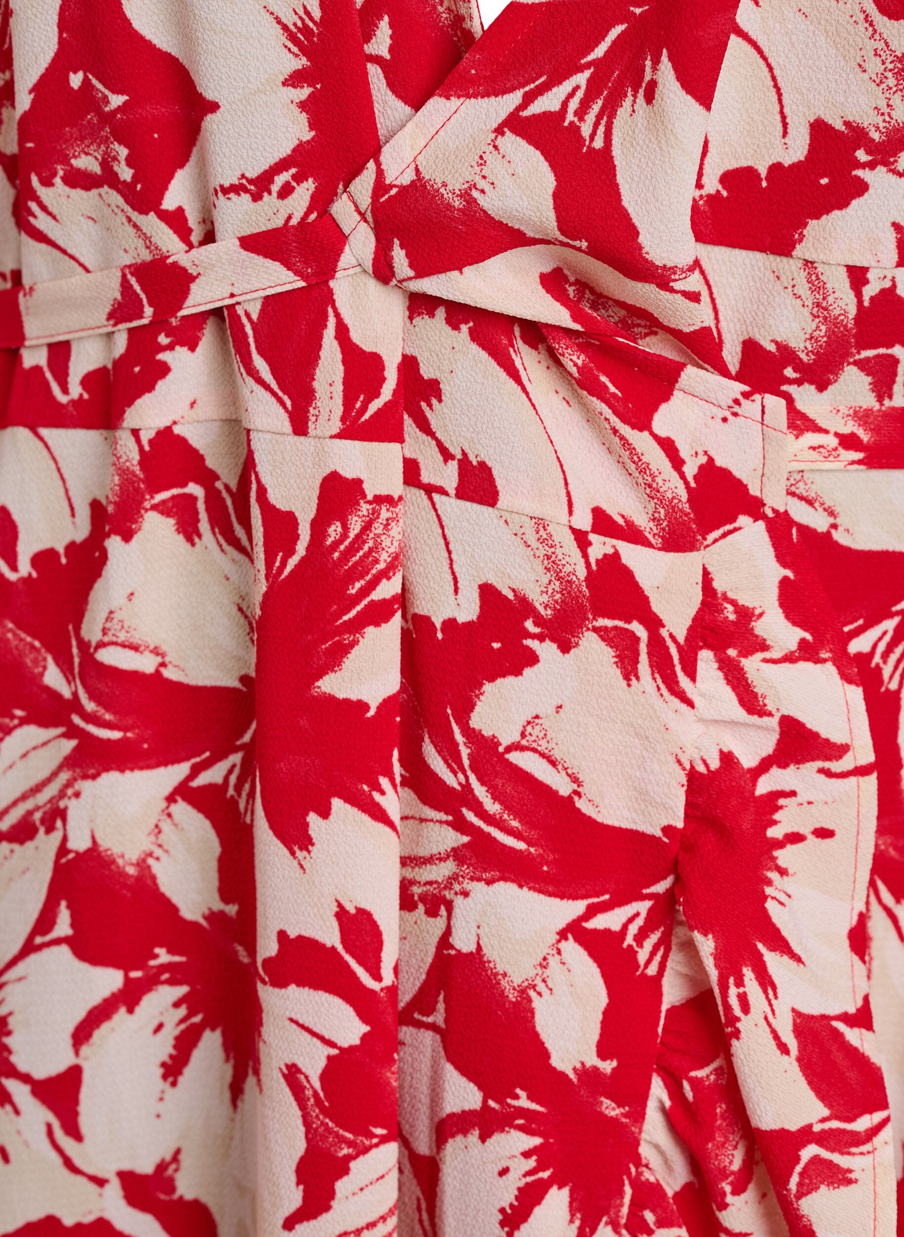 Zizzi Robe portefeuille de couleur unie avec manches courtes, Rouge, Packshot image number 2