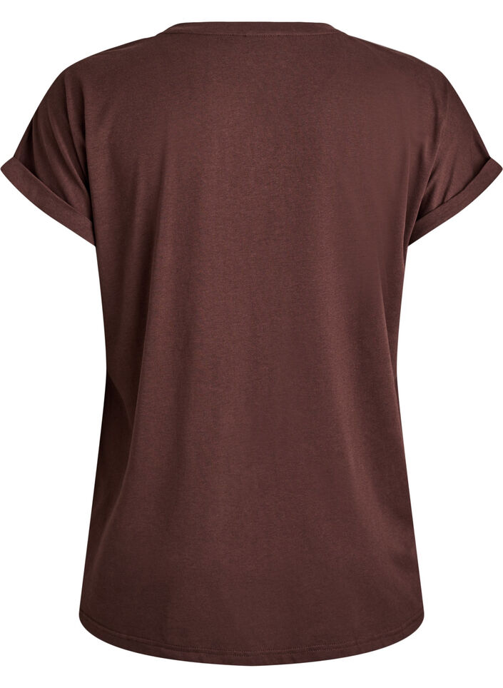 T-shirt &agrave; manches courtes en coton m&eacute;lang&eacute;, Marron, Packshot image number 1
