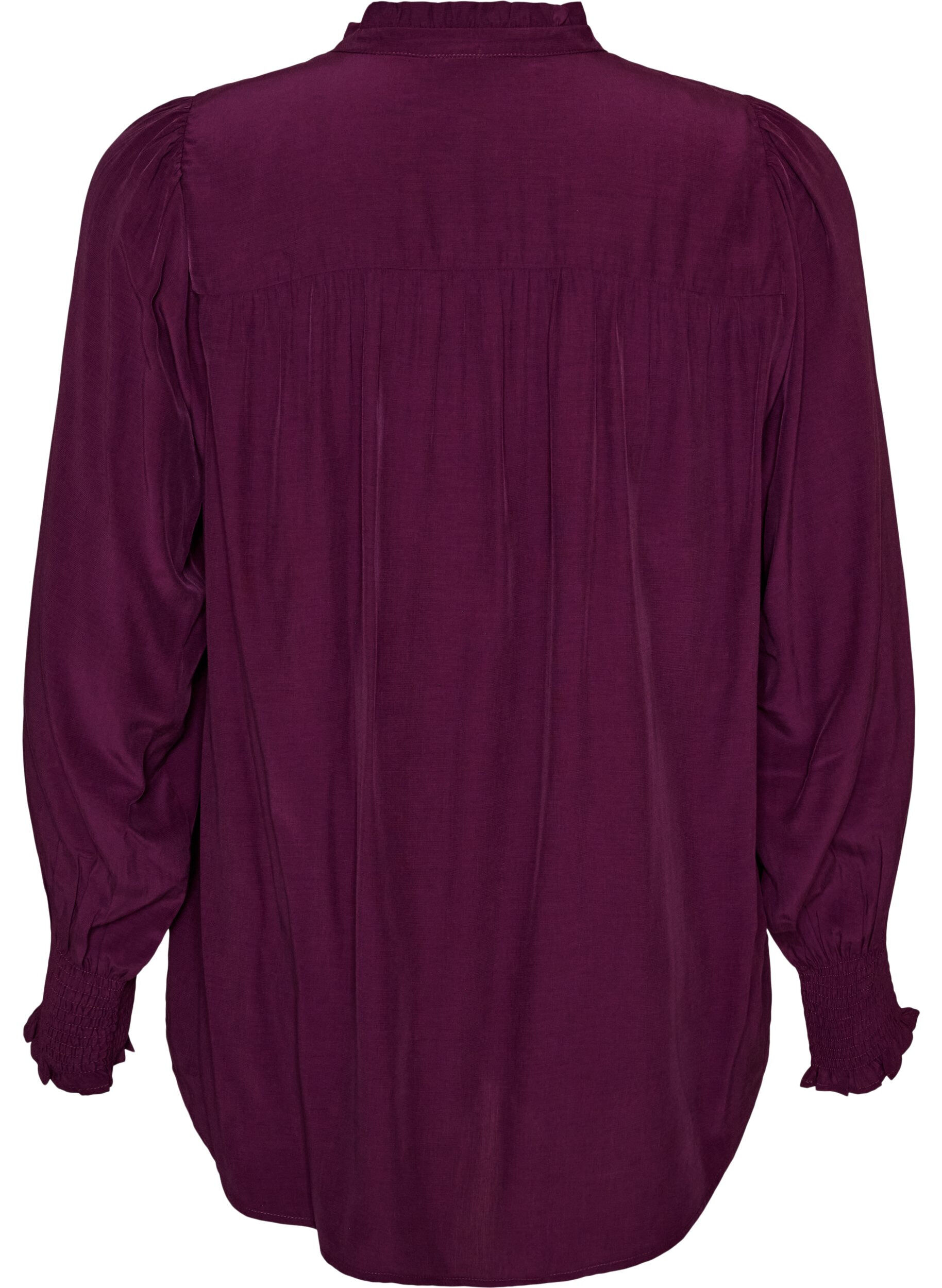 ZizziBlouse avec col &agrave; volants et fronces, Violet, Packshot image number 1