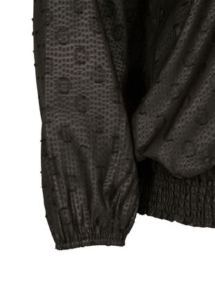 Blouse à motifs à manches longues et à smocks, Black, Packshot image number 2