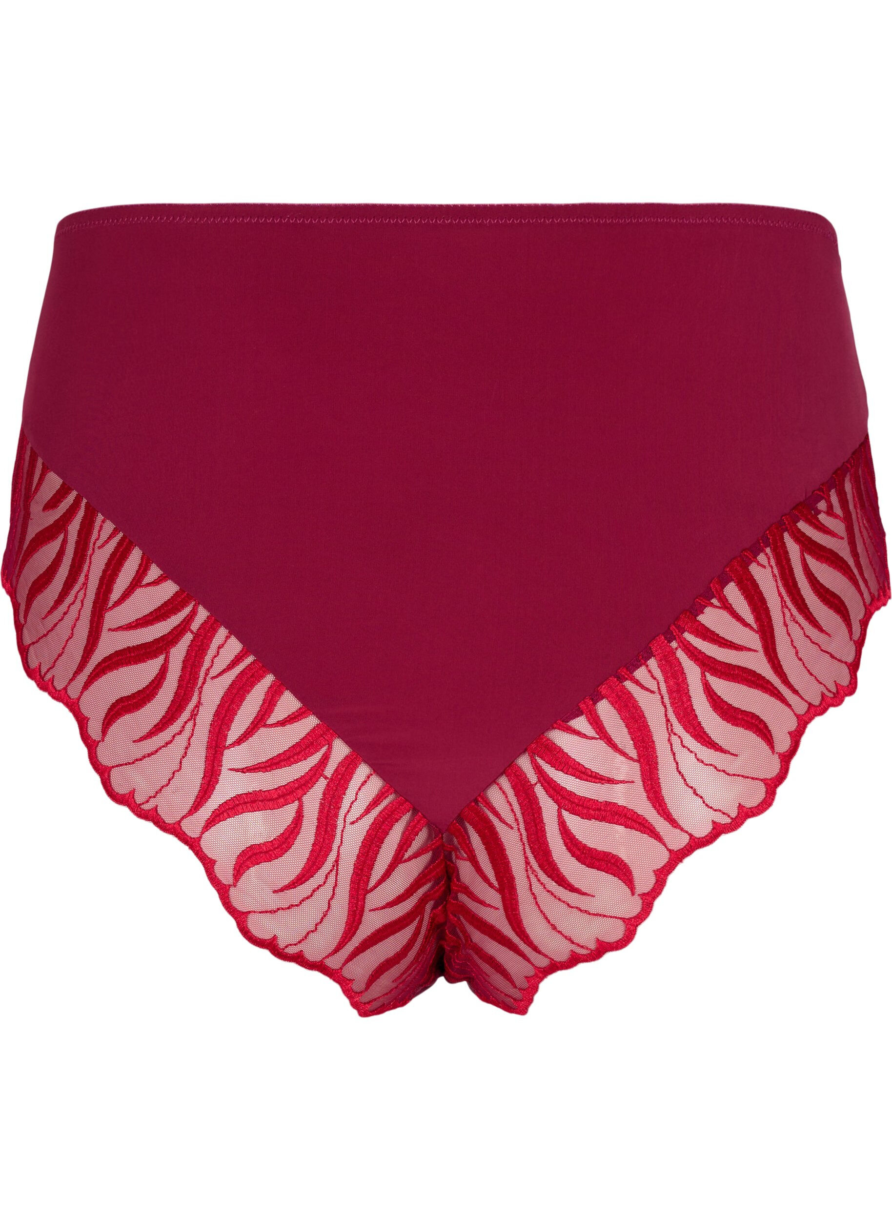 Zizzi Culotte tai avec broderie et taille r&eacute;guli&egrave;re, Rouge, Packshot image number 1
