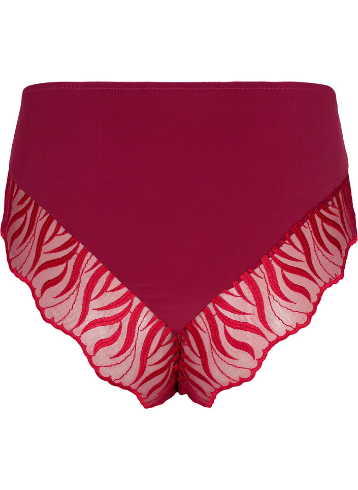 Culotte tai avec broderie et taille régulière, Rouge, Packshot