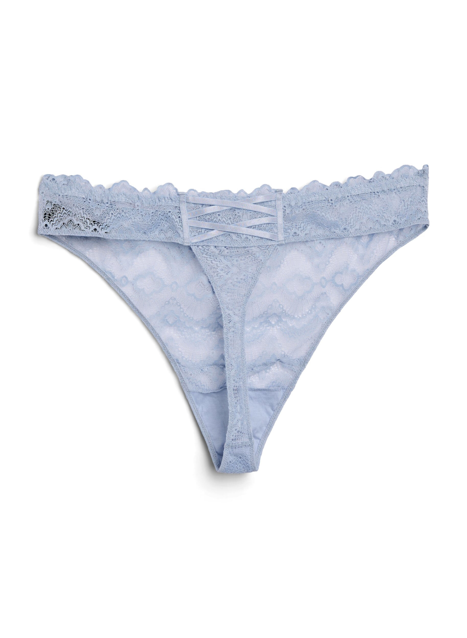 Zizzi G-string en dentelle avec d&eacute;tail crois&eacute; &agrave; l'arri&egrave;re, Bleu Clair, Packshot image number 1