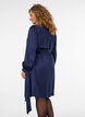 Robe courte en satin avec coupe portefeuille, Bleu, Model image number 2