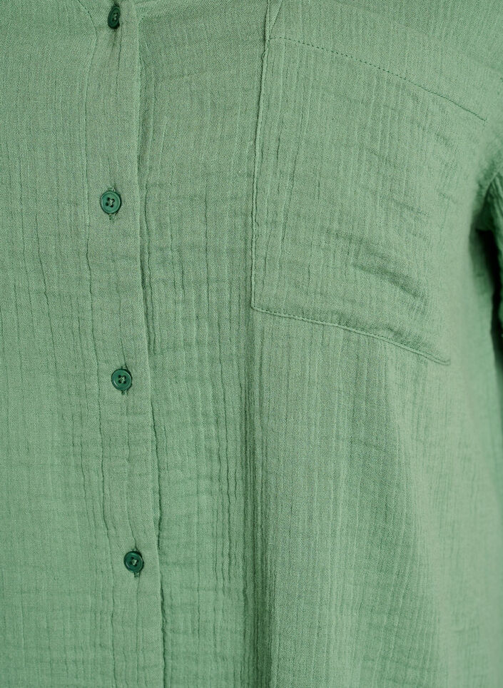 Blouse en mousseline de coton &agrave; manches courtes, Vert, Packshot image number 2