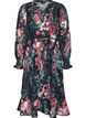 Robe midi fleurie &agrave; la texture tiss&eacute;e avec ceinture &agrave; nouer, Noir, Packshot image number 0
