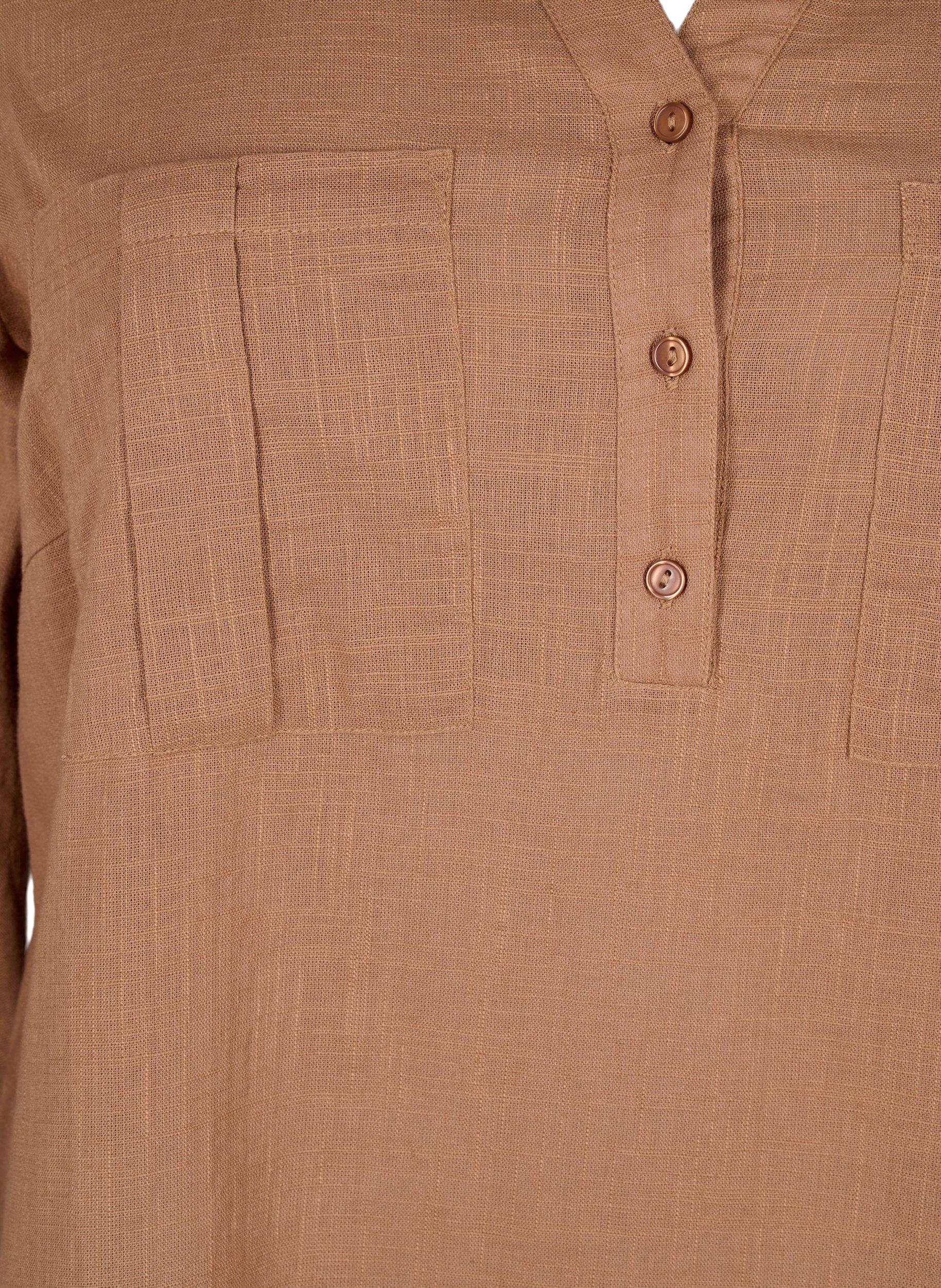 Zizzi Tunique en coton &agrave; manches 3/4, Coca Mocha, Packshot image number 2