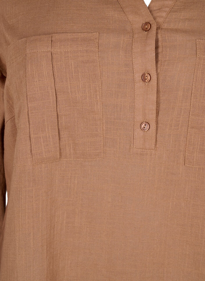 Tunique en coton à manches 3/4, Coca Mocha, Packshot image number 2