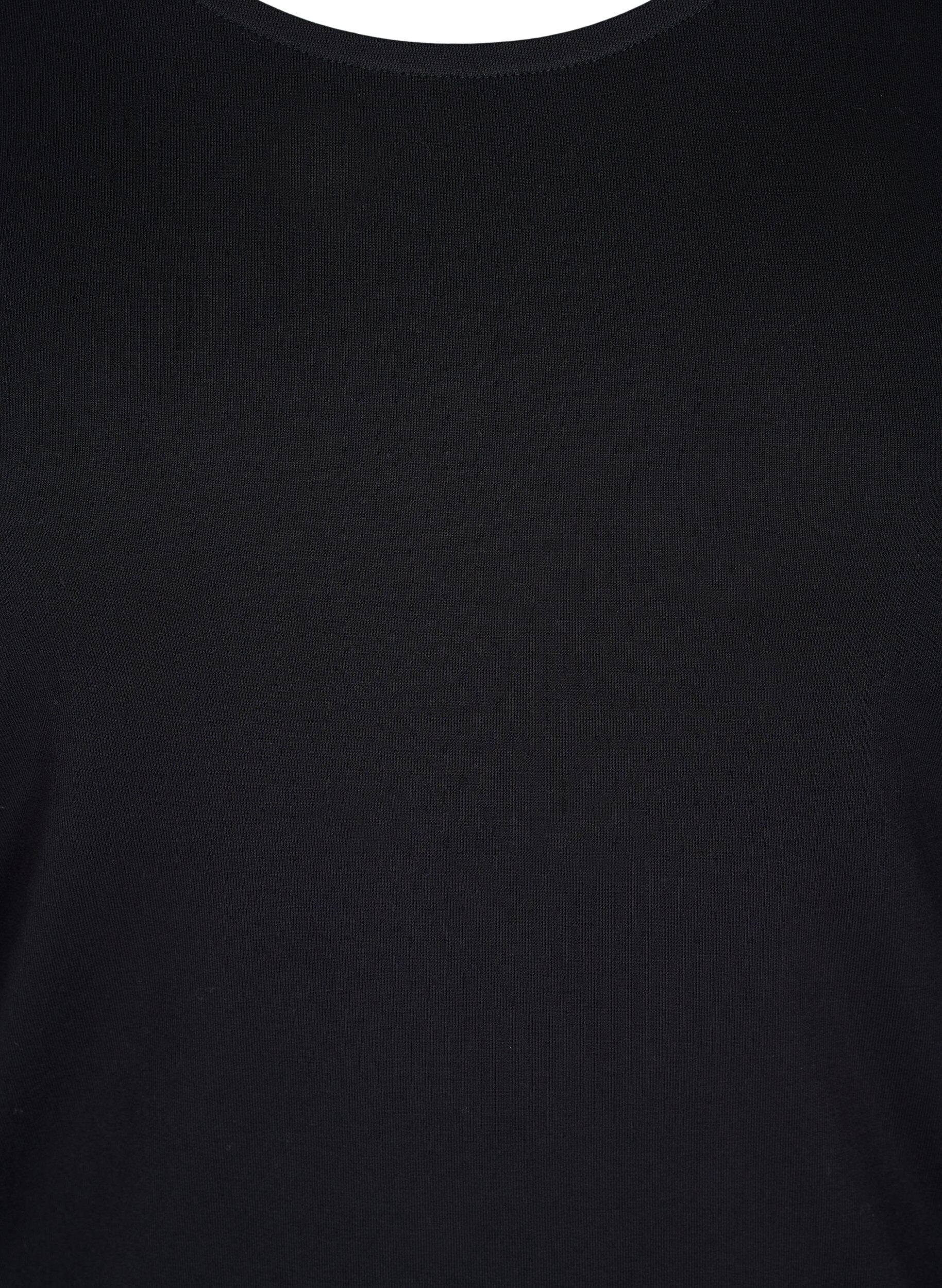 Zizzi Top basique uni en coton, Solid Black, Packshot image number 2