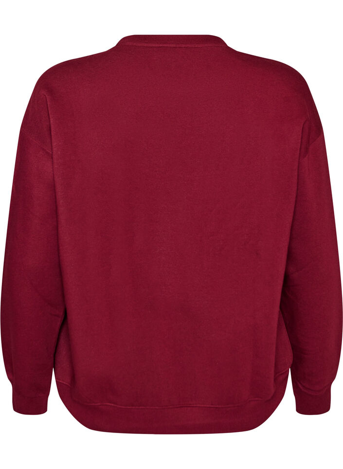 Sweat-shirt avec imprim&eacute; texte, Bordeaux, Packshot image number 1