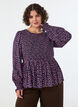 Blouse avec haut smock&eacute; et imprim&eacute; fleuri, Bleu, Model image number 2