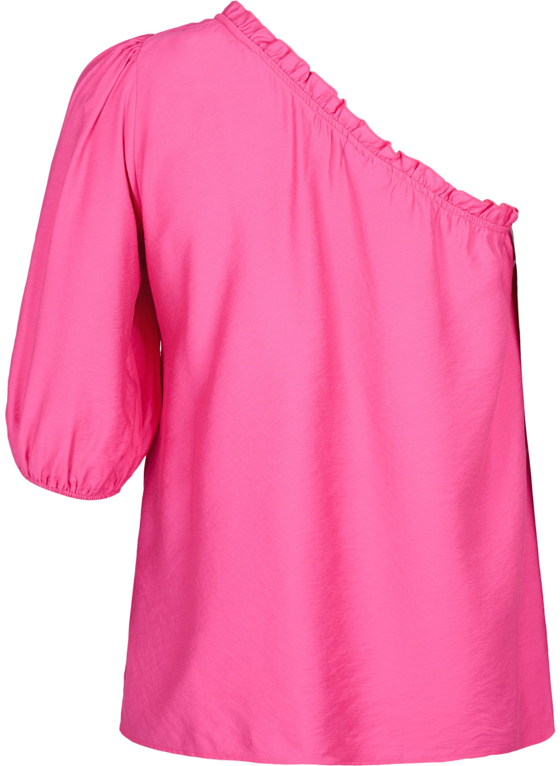 Zizzi blouse &agrave; une &eacute;paule en viscose, Rose, Packshot image number 1
