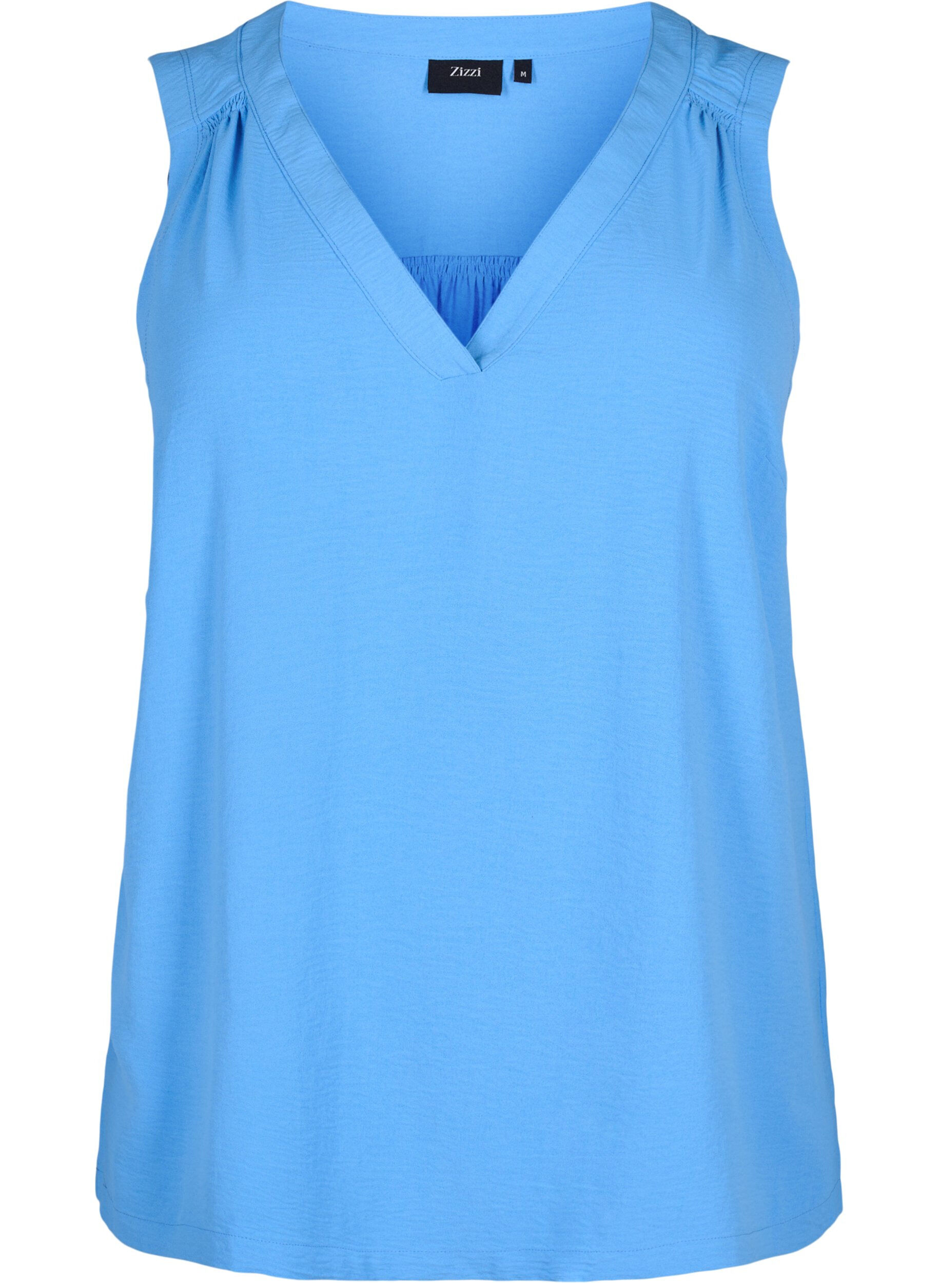 ZizziHaut sans manches effet froiss&eacute;, Bleu, Packshot image number 0