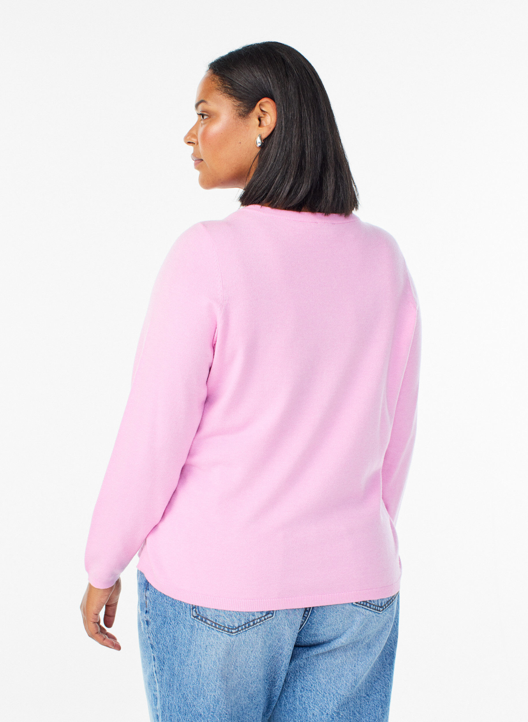 Zizzi Cardigan &agrave; boutons ronds, Rose, Model image number 2