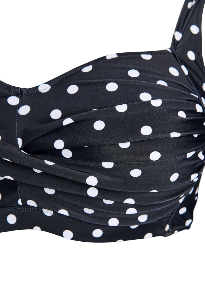 Haut de bikini rembourr&eacute; et imprim&eacute;, Noir, Packshot
