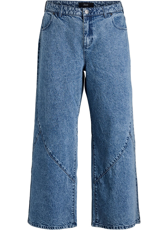Jean coupe ample avec coutures apparentes, Bleu Clair, Packshot image number 0