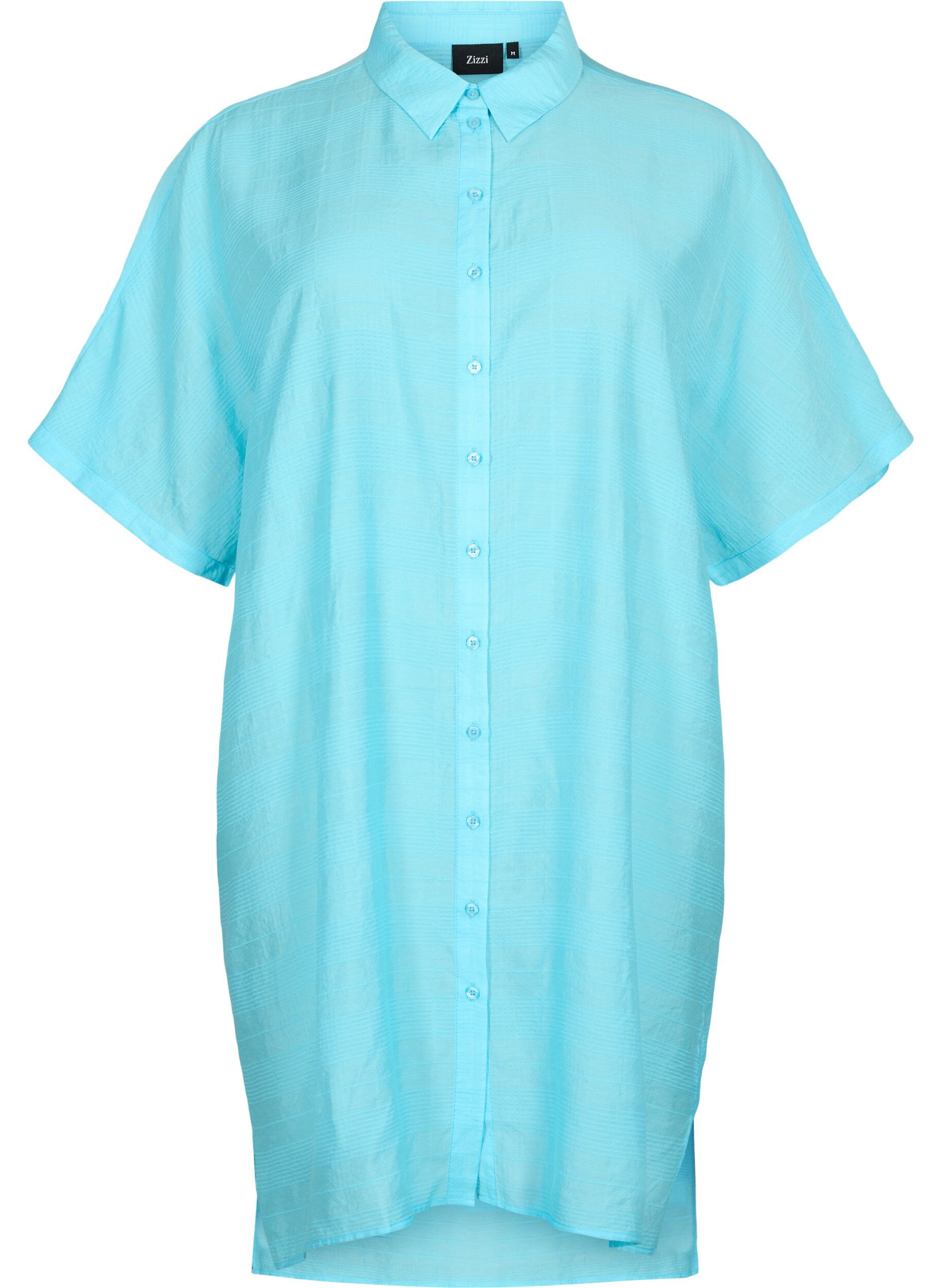 Zizzi Chemise longue en viscose avec structure, Bachelor Button, Packshot image number 0