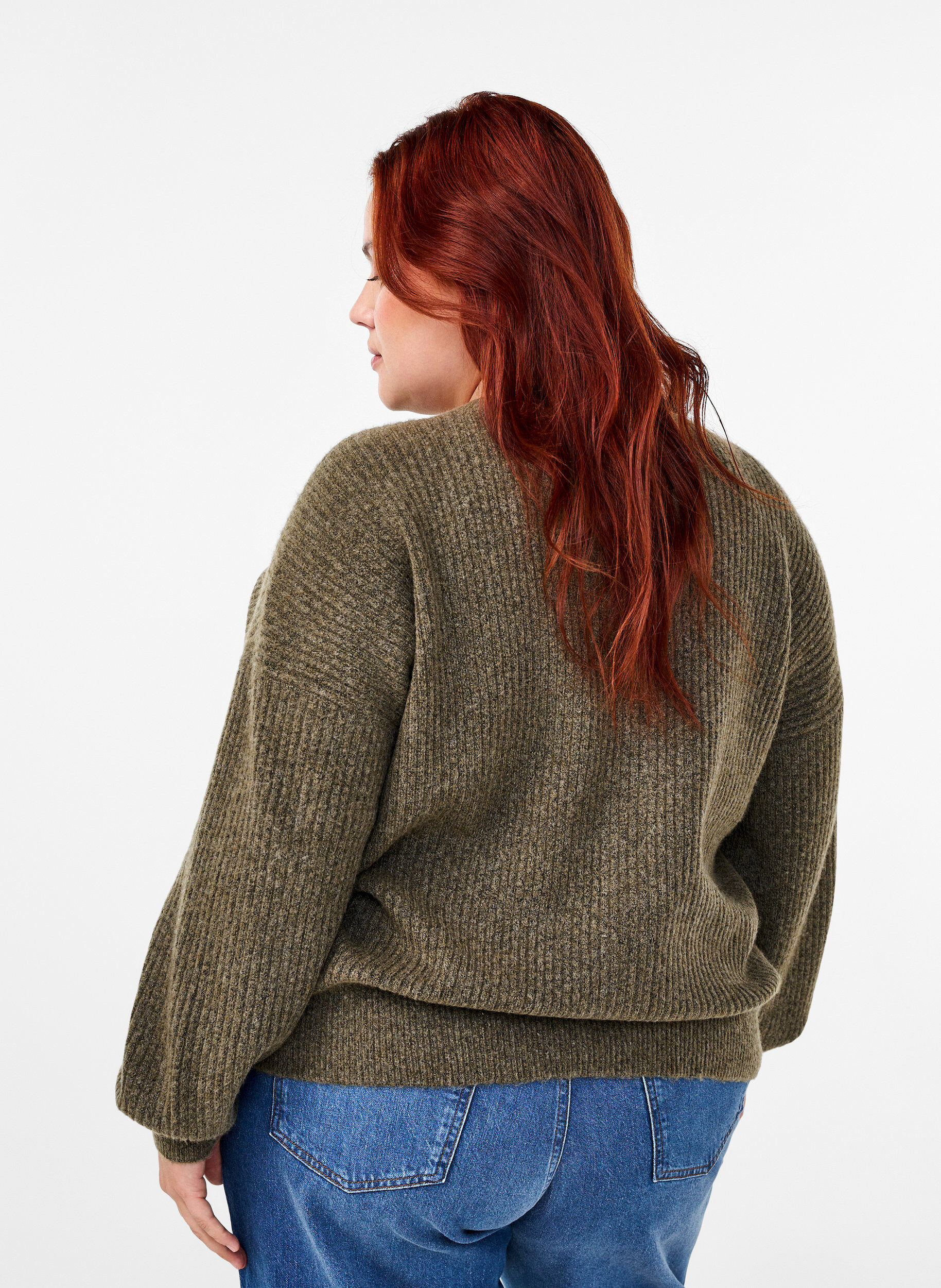 Zizzi Cardigan en tricot c&ocirc;tel&eacute; avec boutons, Vert, Model image number 2
