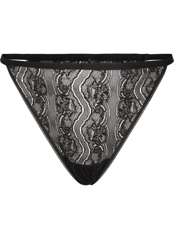 String en dentelle avec taille élastiquée, Black, Packshot image number 0