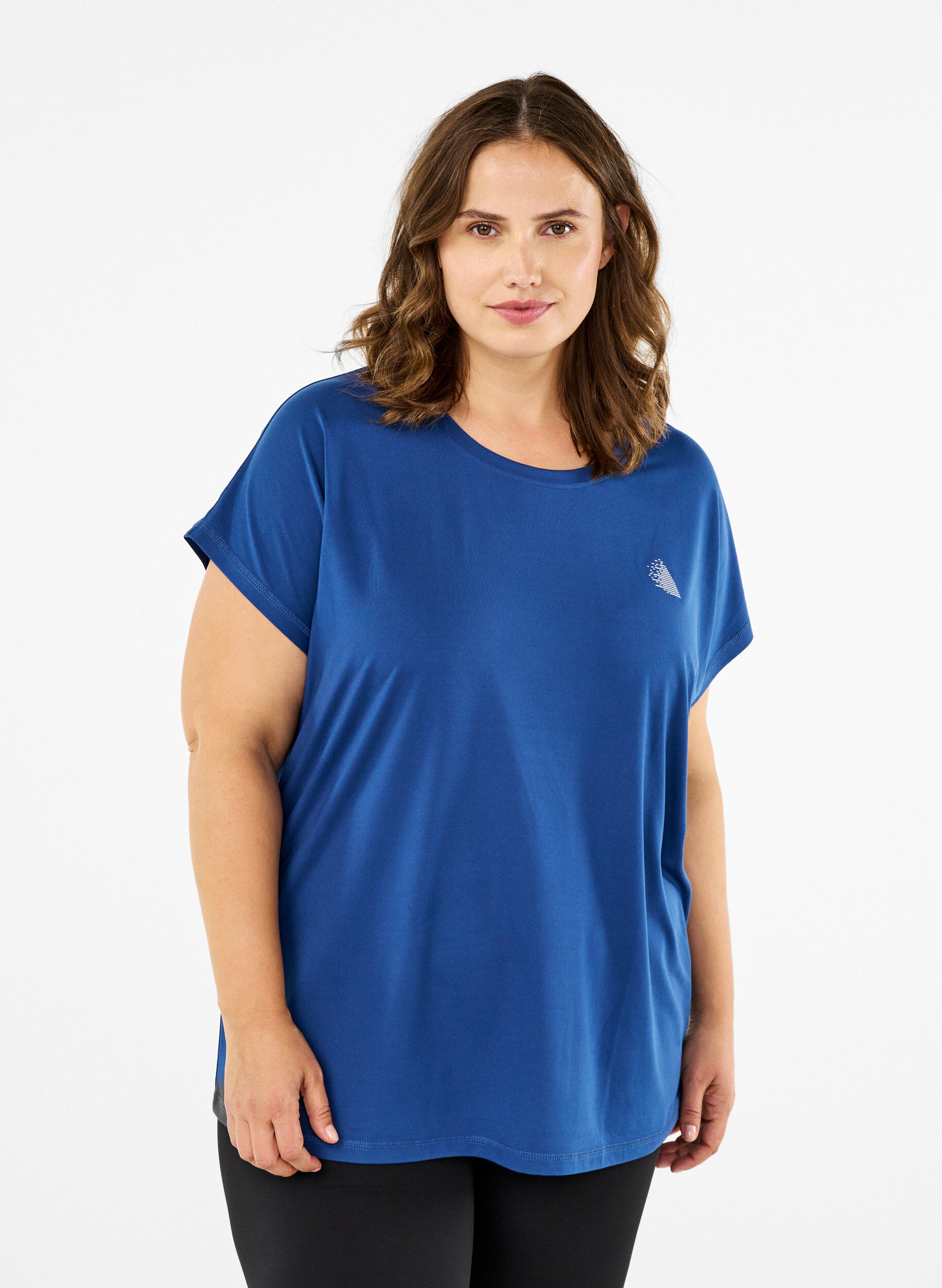 Zizzi T-shirt de sport uni, Bleu, Model image number 0