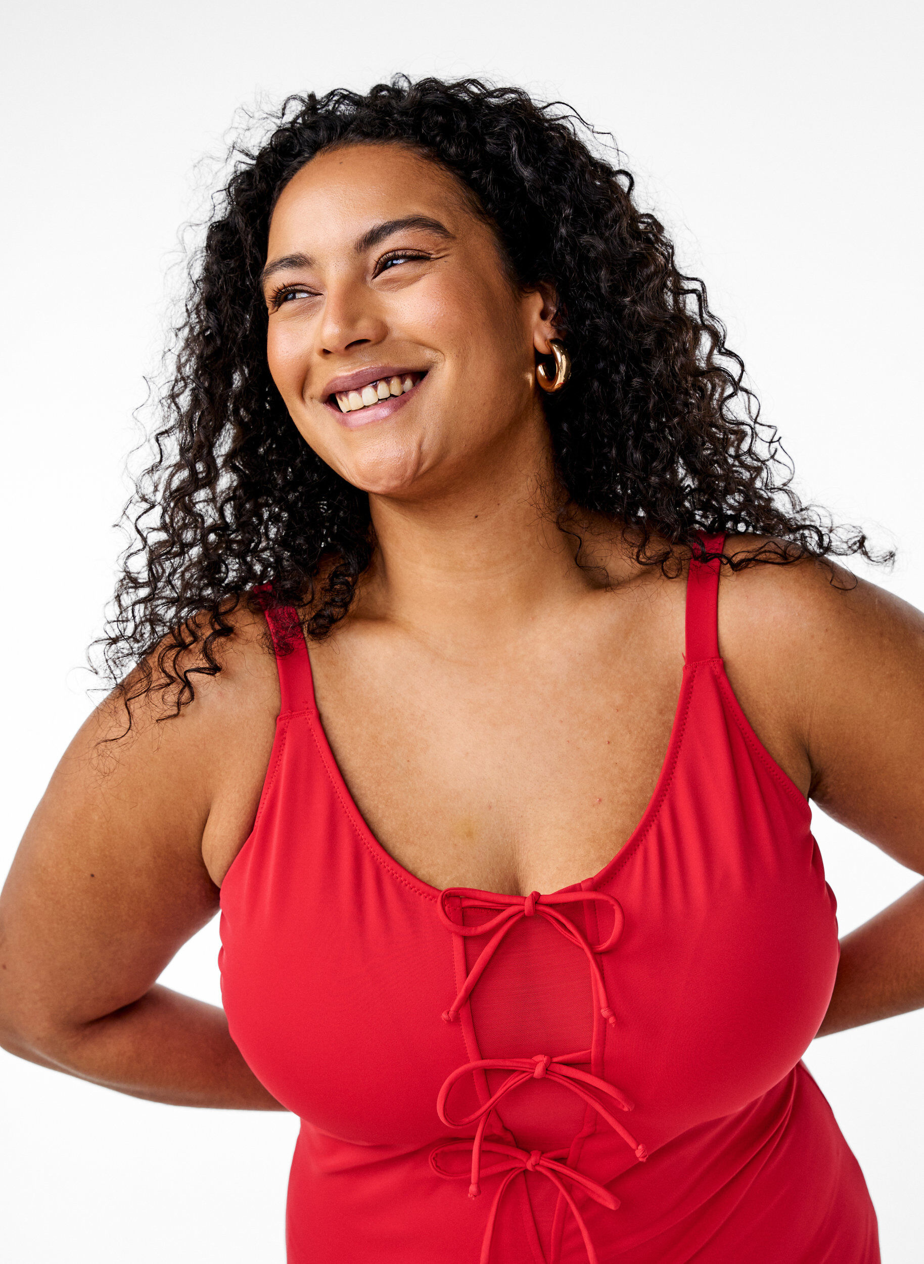 Zizzi Maillot de bain avec des n&oelig;uds, Rouge, Model image number 2