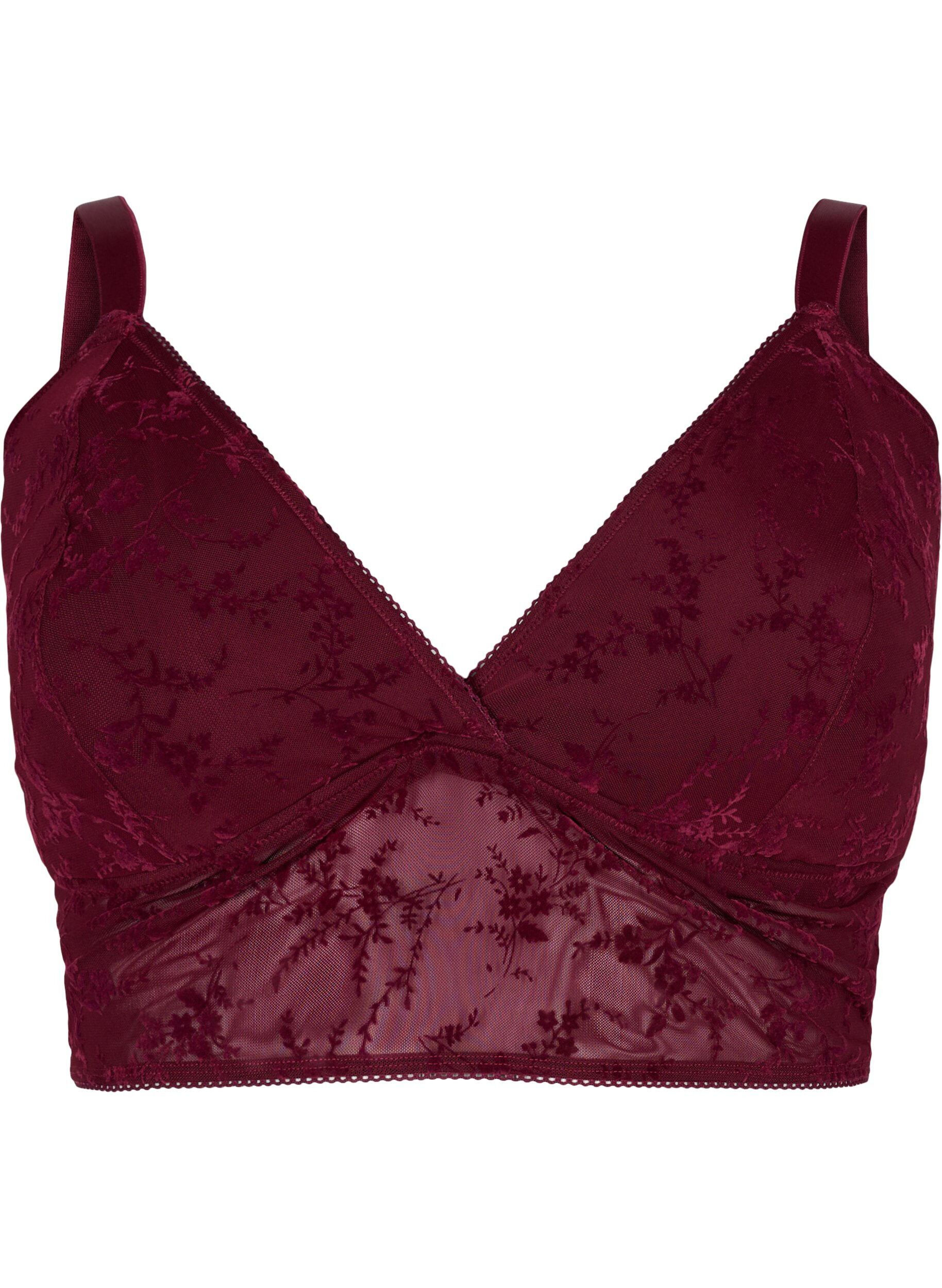 Zizzi Soutien-gorge en dentelle l&eacute;g&egrave;rement rembourr&eacute;, Bordeaux Ass, Packshot image number 0