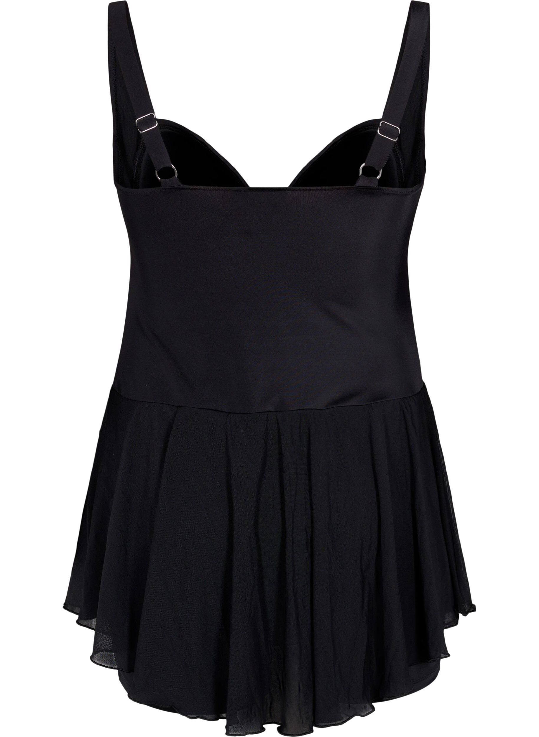 Zizzi Robe de bain avec jupe et short int&eacute;rieur, Black, Packshot image number 1