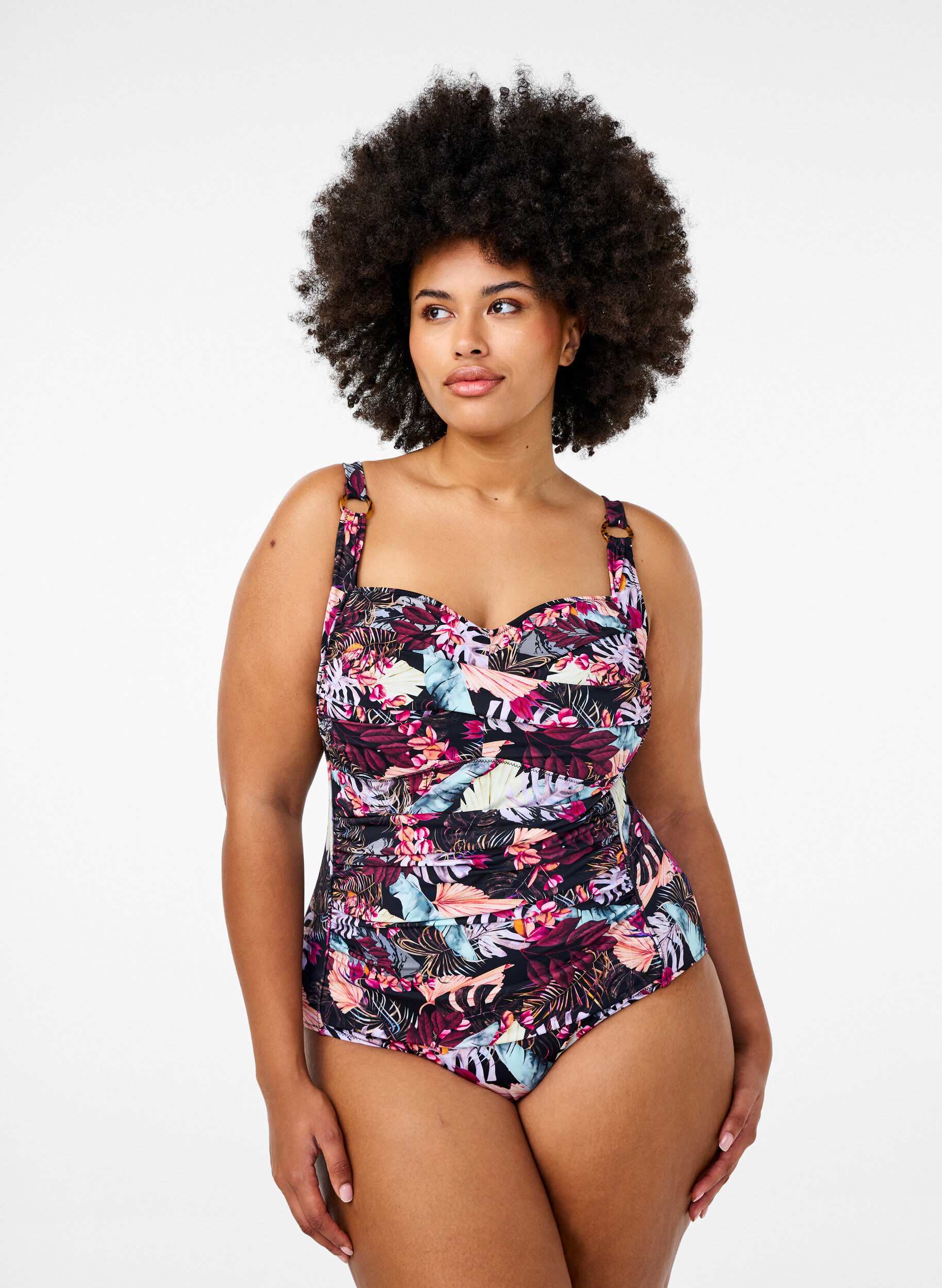Zizzi Maillot de bain rembourr&eacute; avec imprim&eacute;, Bordeaux, Model image number 0