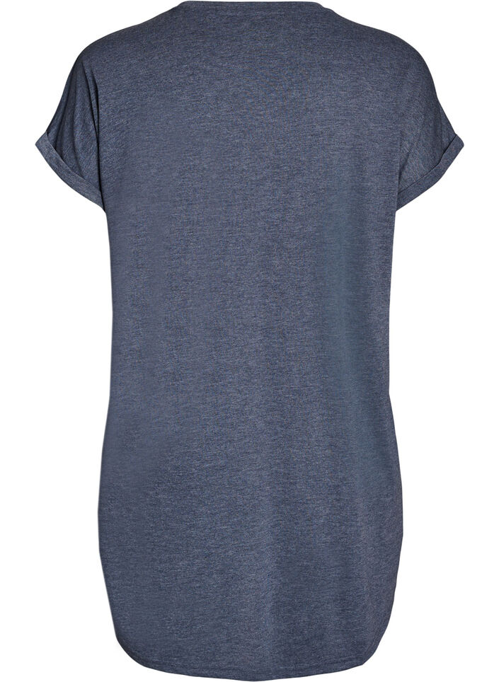 Chemise de nuit &agrave; manches courtes avec imprim&eacute; de texte, Gris bleut&eacute;, Packshot image number 1