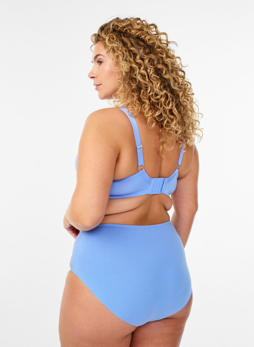 Soutien-gorge moul&eacute; en microfibre avec d&eacute;tail en dentelle et n&oelig;ud, Bleu, Model image number 2