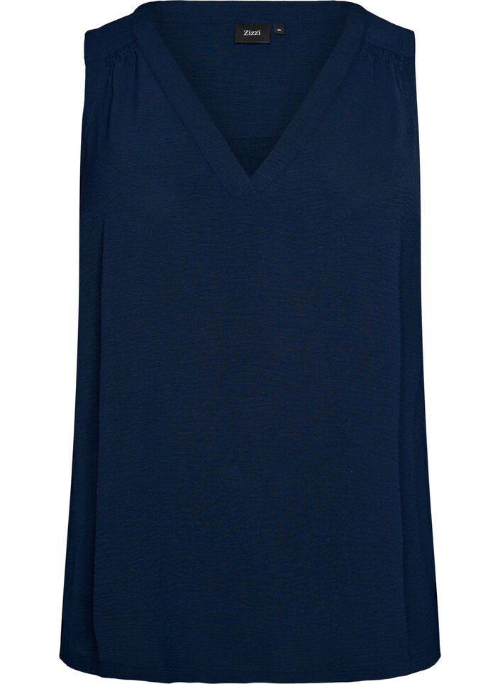 Haut sans manches effet froiss&eacute;, Bleu, Packshot image number 0