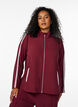 Veste de survêtement avec détails sport et fermeture éclair, Bordeaux foncé, Model image number 0